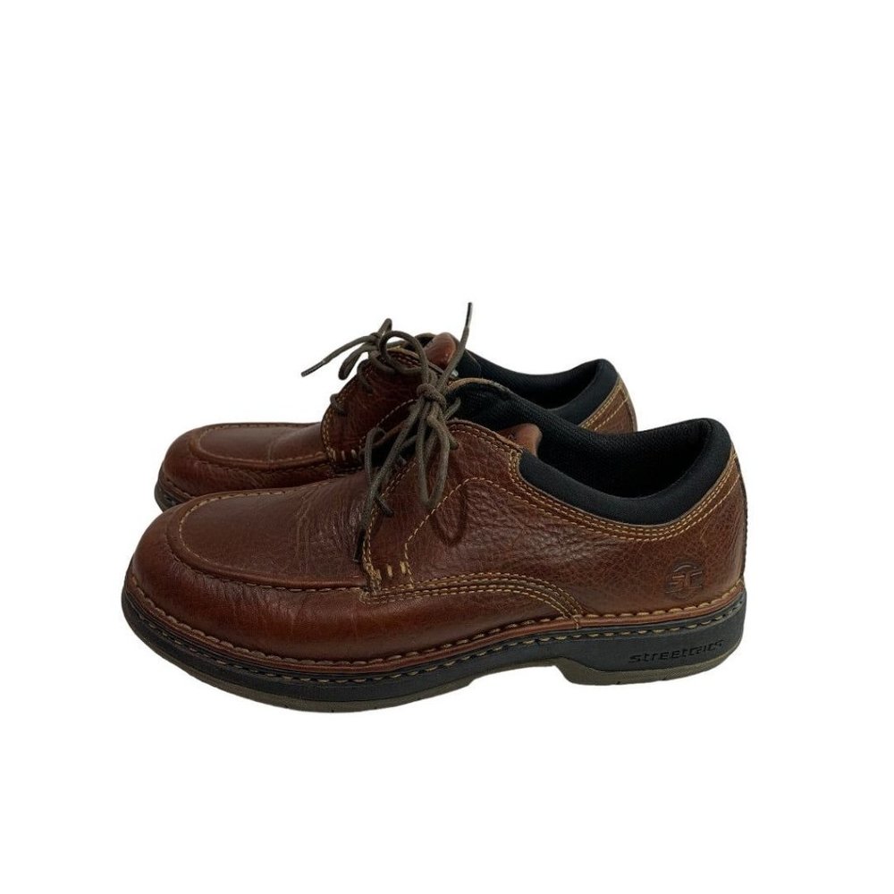 Size 9.5 2W Wide Streetcars Brown Leather Men's Oxford Shoes ASC Comfort